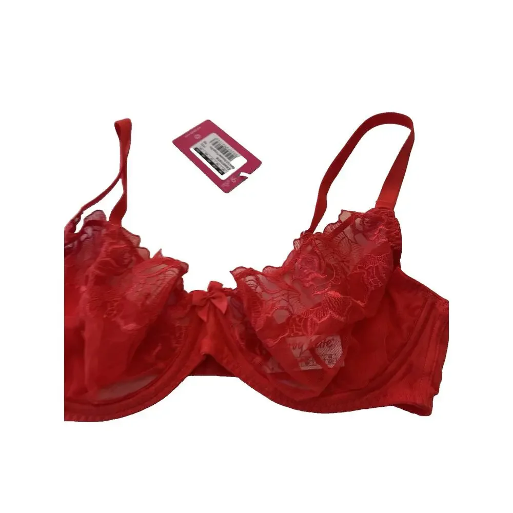Curvy Kate Stand Out Plunge Underwire Bra Red 32G Full Cup Lace New